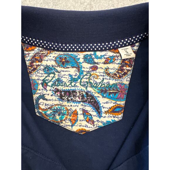 Robert Graham “Lucifer” Classic-Fit Skull-Embroidered Polo – Size Small (Navy) - Picture 2 of 8